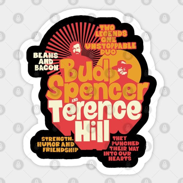 Nostalgic Tribute to Bud Spencer and Terence Hill - Iconic Duo Illustration Sticker by Boogosh